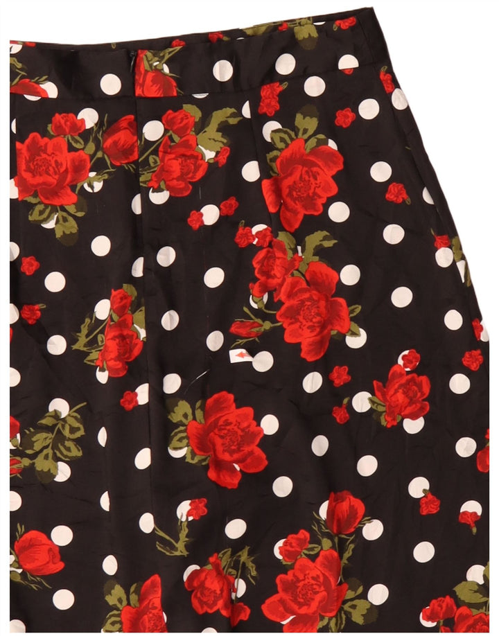 Fusta asimetrică A-Line pentru femei Zara Medium W30 Poliester floral negru