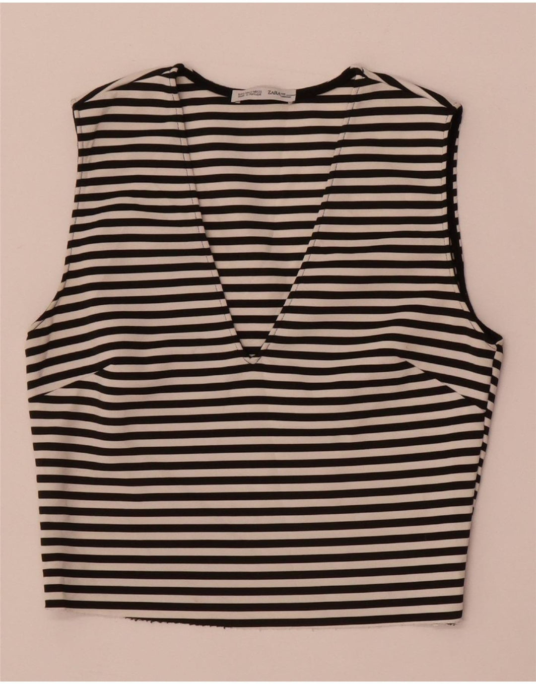 Crop top fără mâneci pentru femei Zara UK 8 mic cu dungi negre