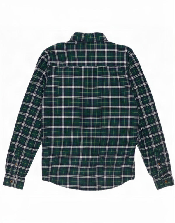 Superdry Womens Flannel Shirt UK 14 Large Green Check Cotton