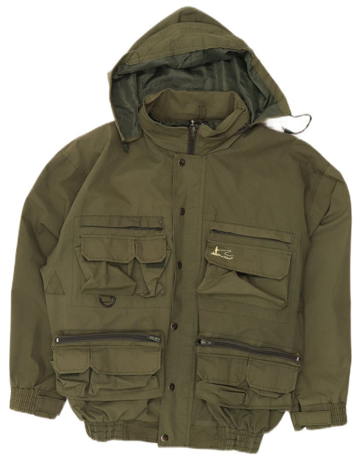 VINTAGE Jachetă cu glugă pentru bărbați, UK 38 Poliester kaki mediu