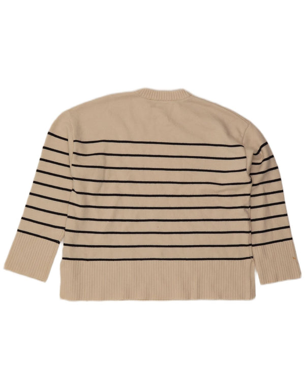 Pulover pentru damă Zara, cu gâtul turn, Vâscoză cu dungi alb mediu, UK 14
