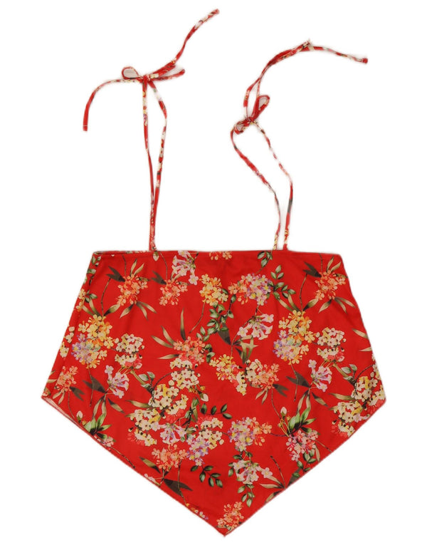Crop Top pentru femei Zara UK 10 Small Red Floral Poliester