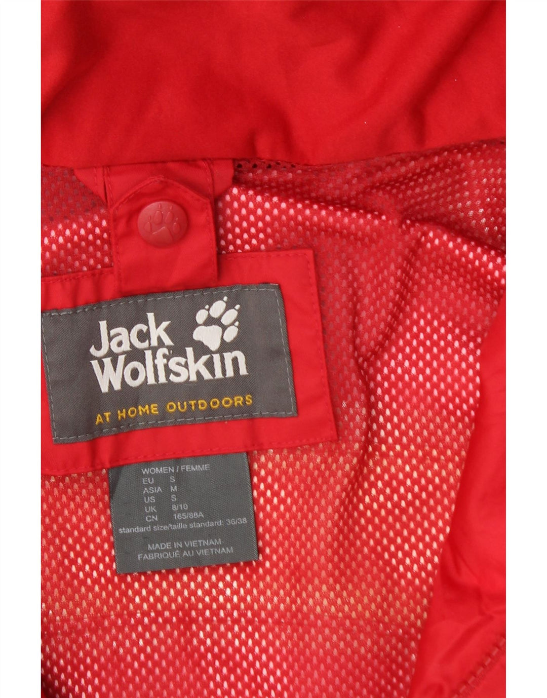 Jachetă de ploaie cu glugă pentru femei JACK WOLFSKIN UK 8/10 Poliamidă roșie mică