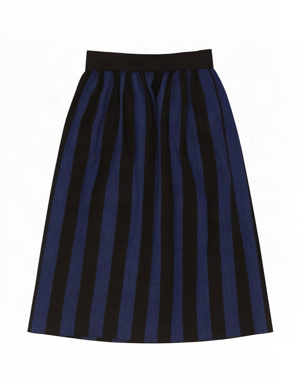 Fusta midi vintage pentru femei cu talie înaltă EU 38 Medium W26 cu dungi albastre