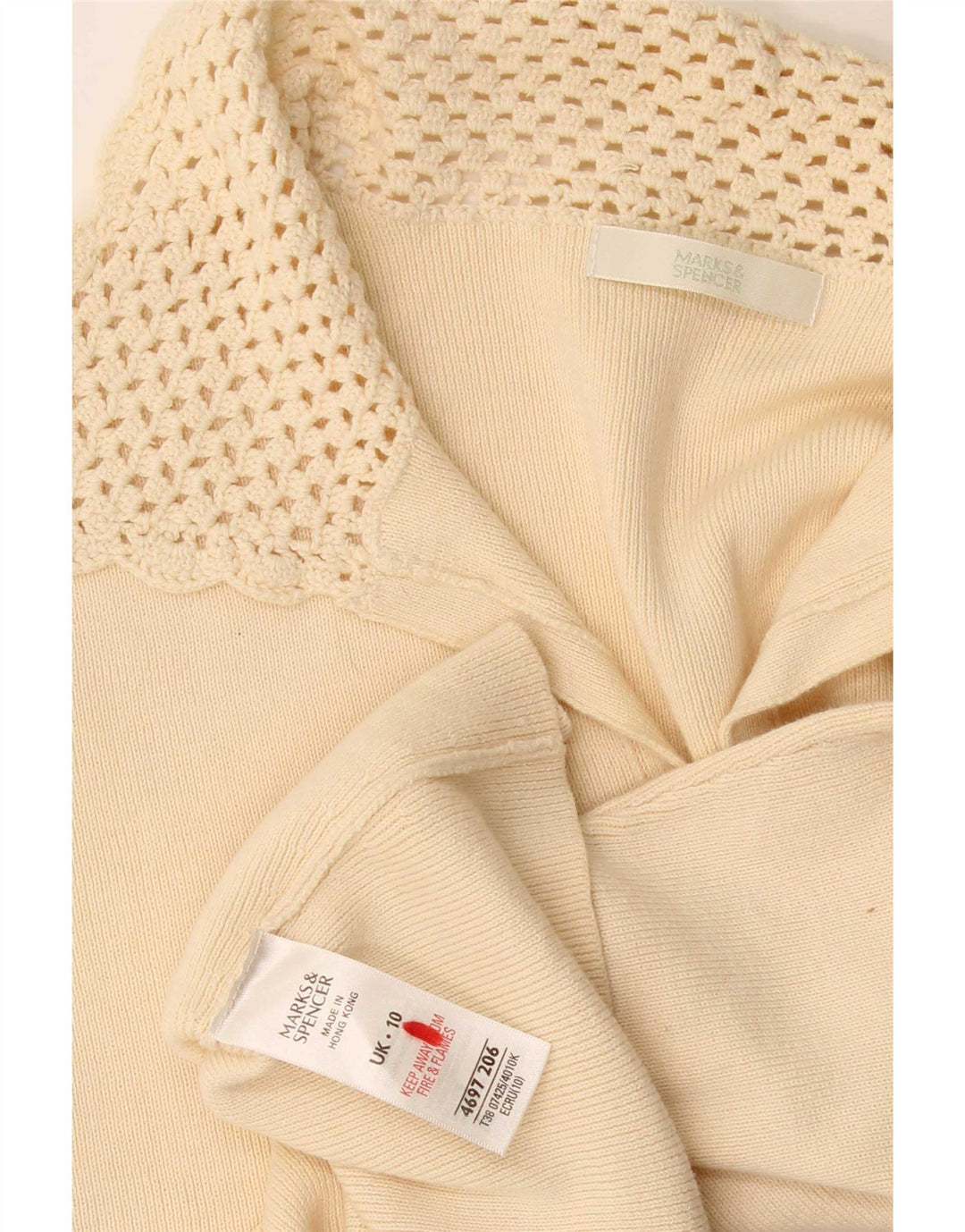 Marks & Spencer Womens Polo Shirt UK 10 Small Beige Cotton