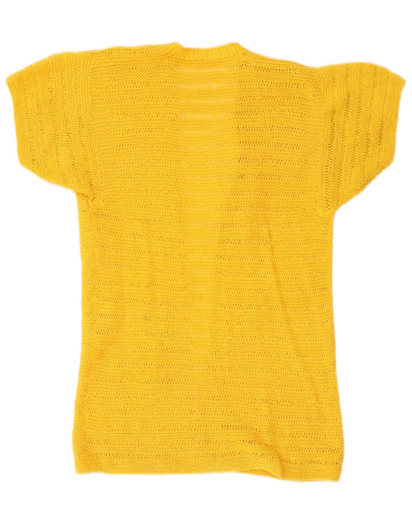 Pulover Cardigan cu mânecă scurtă pentru femei Vintage UK 8 Mic Galben