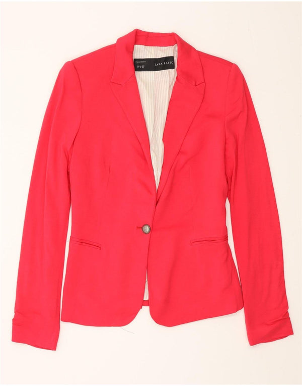 Blazer pentru femei Zara cu 1 nasture, UK 10, mic, roz, viscoză