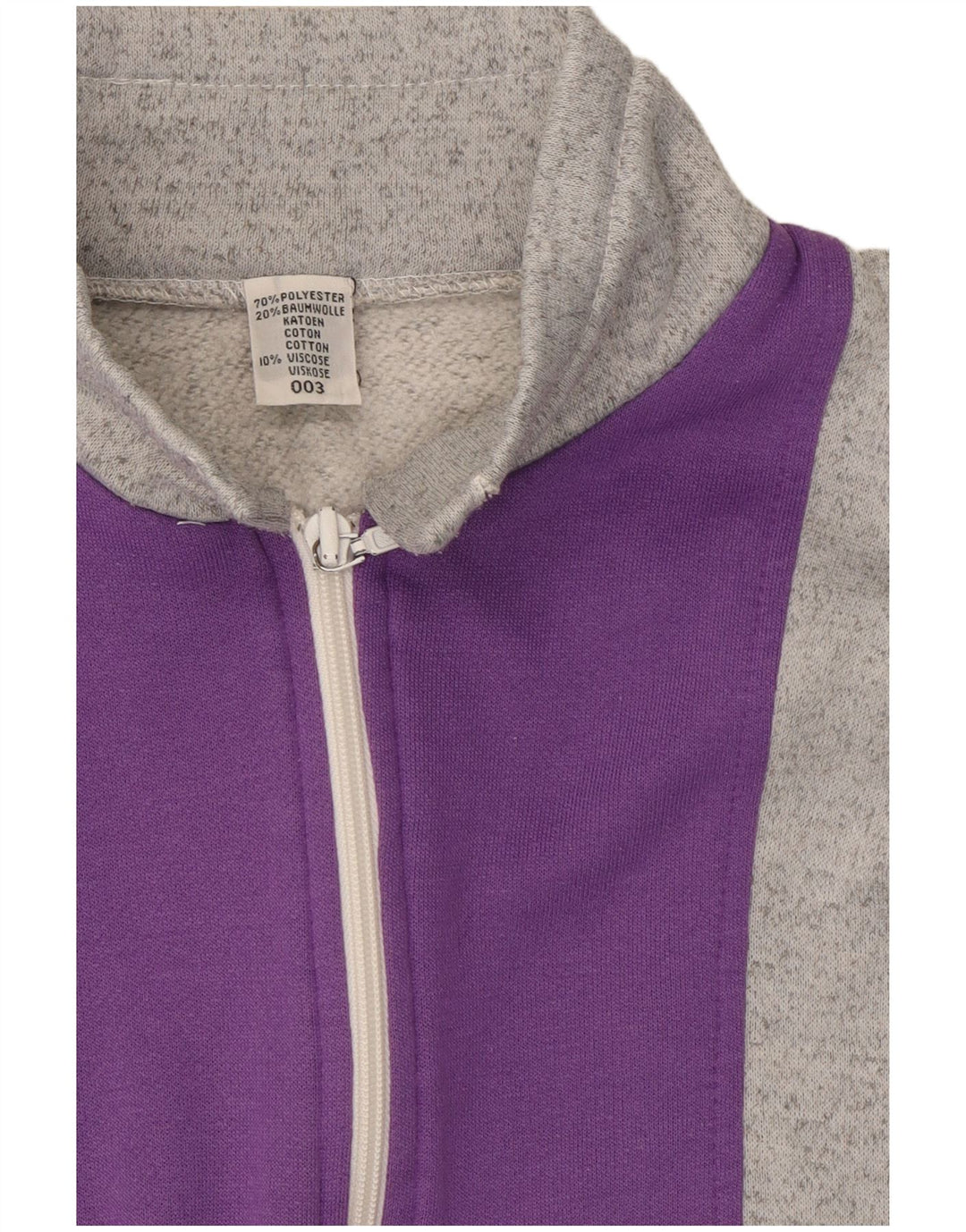 Jachetă de trening vintage pentru femei UK 12 Gri mediu Poliester color bloc