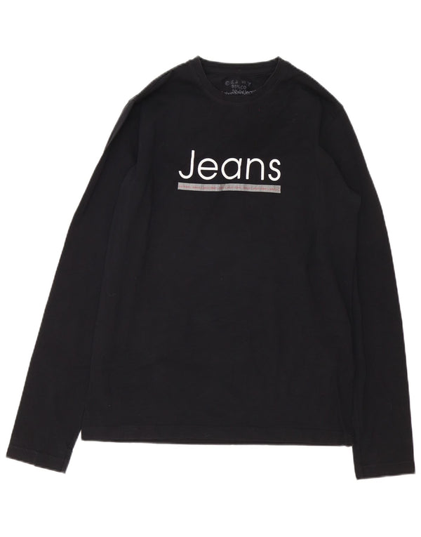 Calvin Klein Jeans Top grafic pentru bărbați cu mânecă lungă, mare, negru, bumbac
