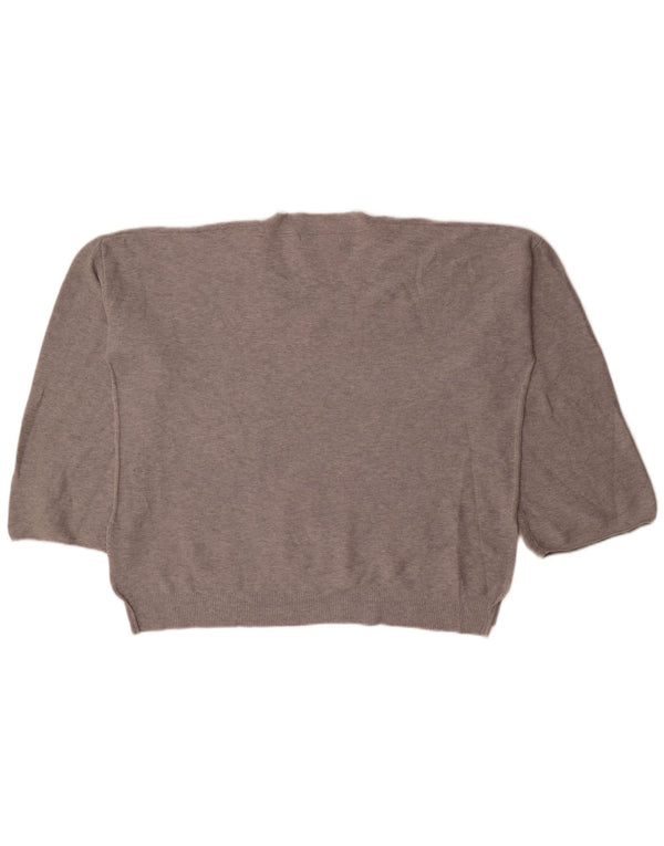 Pulover cu decolteu în V pentru femei Marks & Spencer UK 22 3XL bumbac cu pete gri