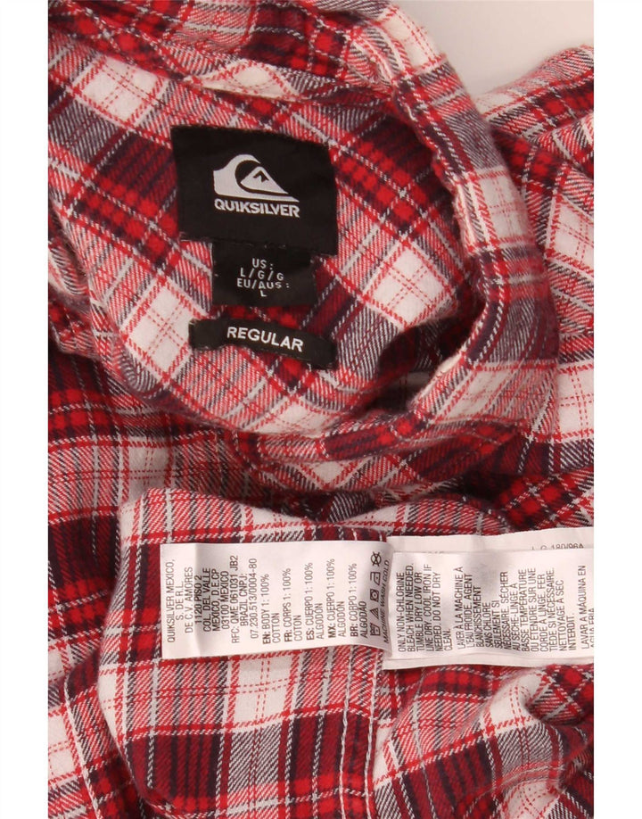 Cămașă de flanel Quiksilver pentru bărbați, cu tăiere obișnuită, din bumbac cu carouri roșii mari