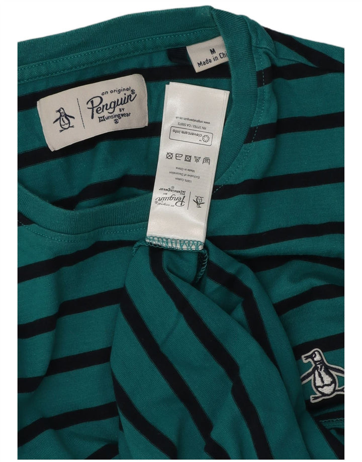 Tricou pentru bărbați Penguin Top din bumbac cu dungi verzi medii