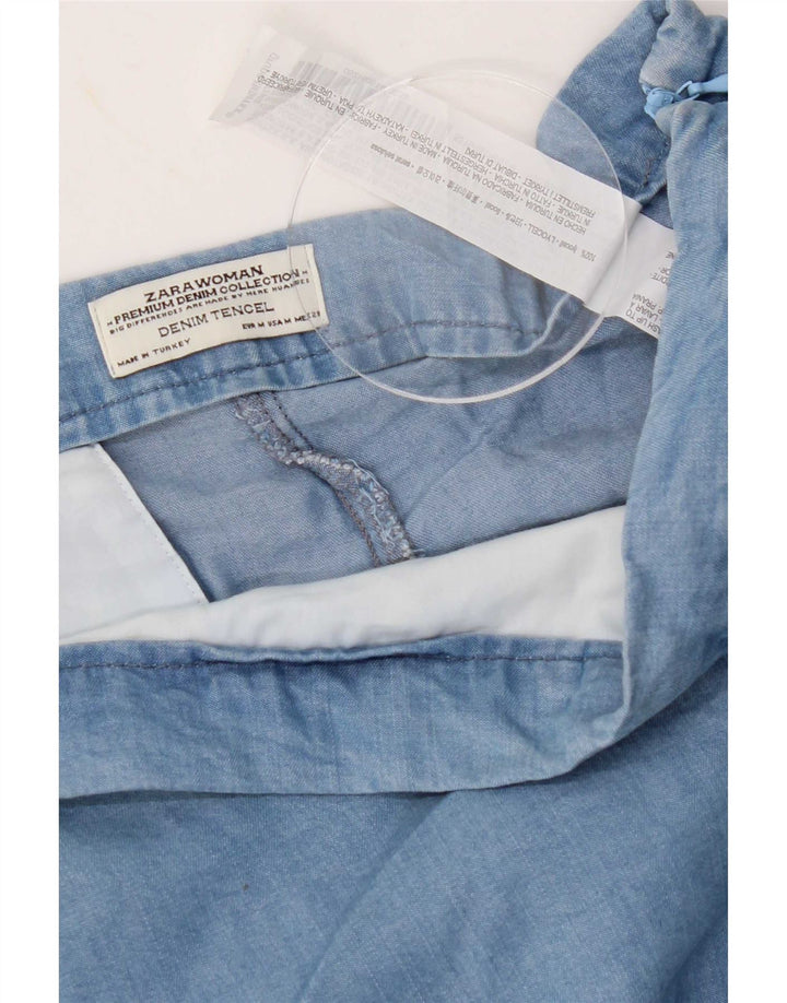 Pantaloni caldi pentru femei cu talie înaltă Zara Medium W28 Blue Lyocell