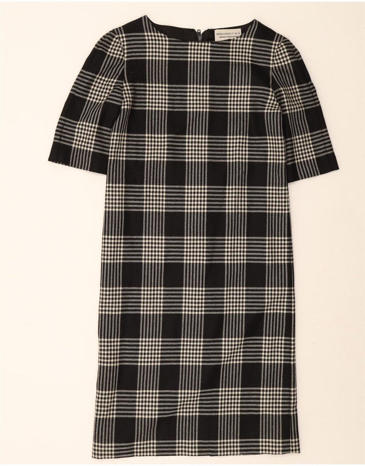 ARMANDO CALO Womens Sheath Dress US 8 Medium Black Houndstooth Wool Vintage Armando Calo and Second-Hand Armando Calo from Messina Hembry 
