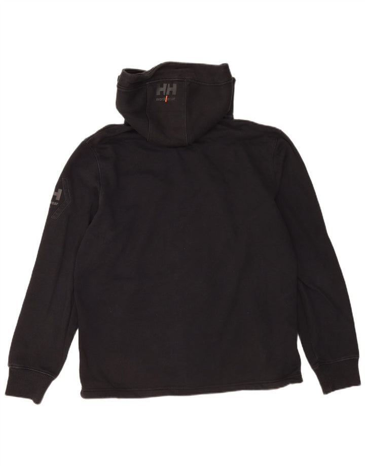 Helly Hansen Pulover cu capota cu fermoar grafic pentru bărbați, bumbac mare, negru
