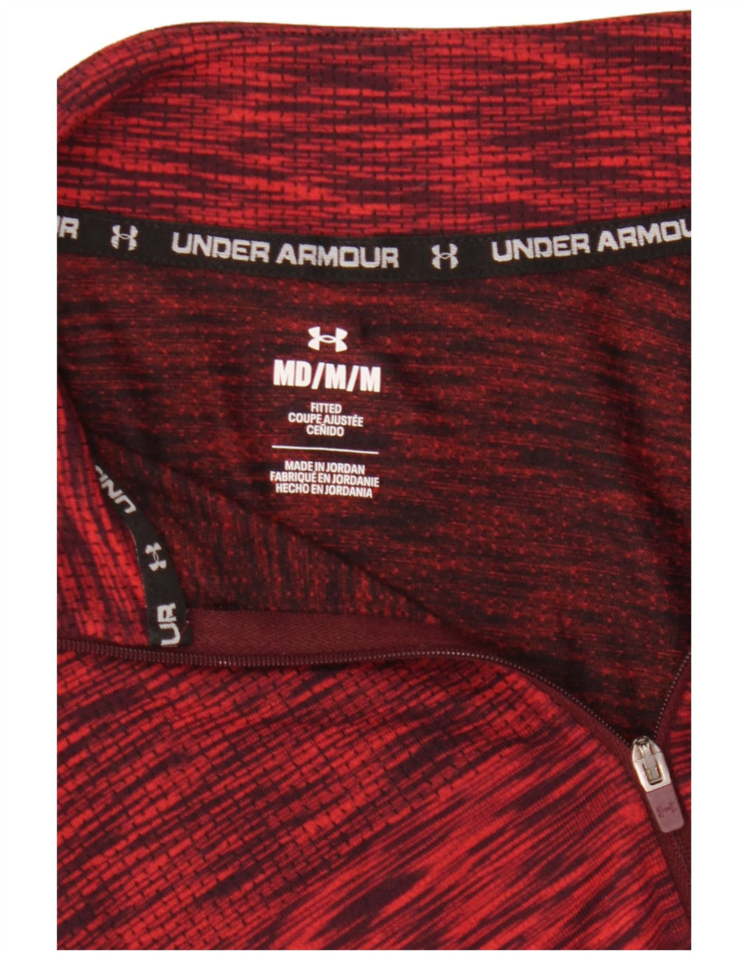 Top de trening Under Armour pentru bărbați, cu fermoar, cu gât, roșu, pete