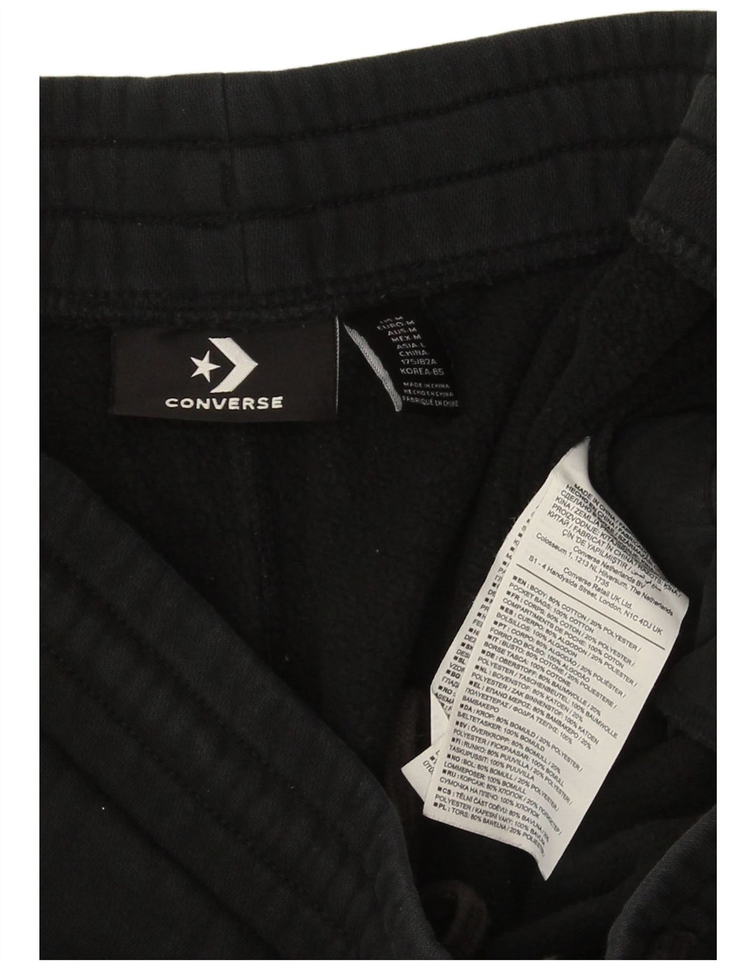 Pantaloni de trening grafic Converse pentru bărbați Joggeri, bumbac mediu negru