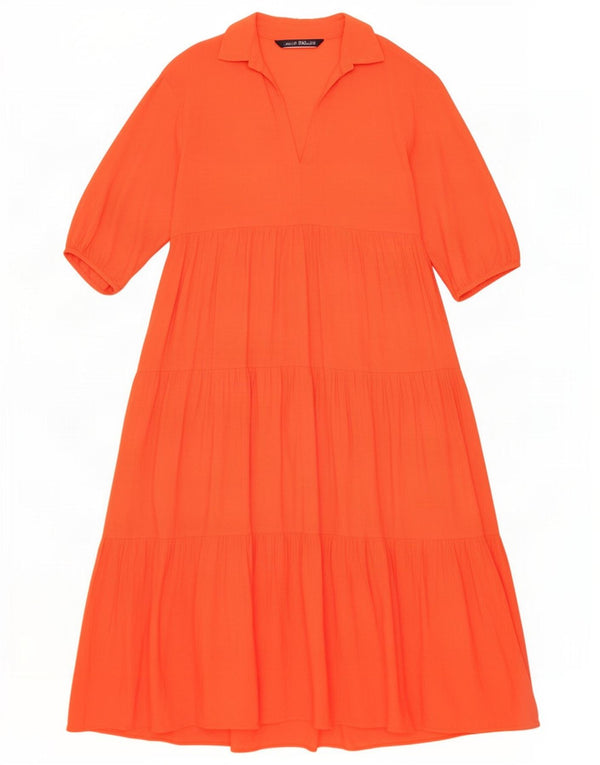 Rochie Maxi cu mâneci lungi Zara pentru femei UK 6 XS Viscoză portocalie