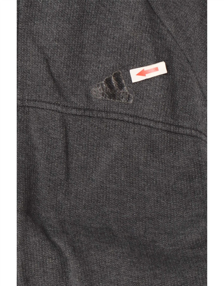 Pulover Adidas pentru bărbați, cu fermoar, bumbac, gri mediu