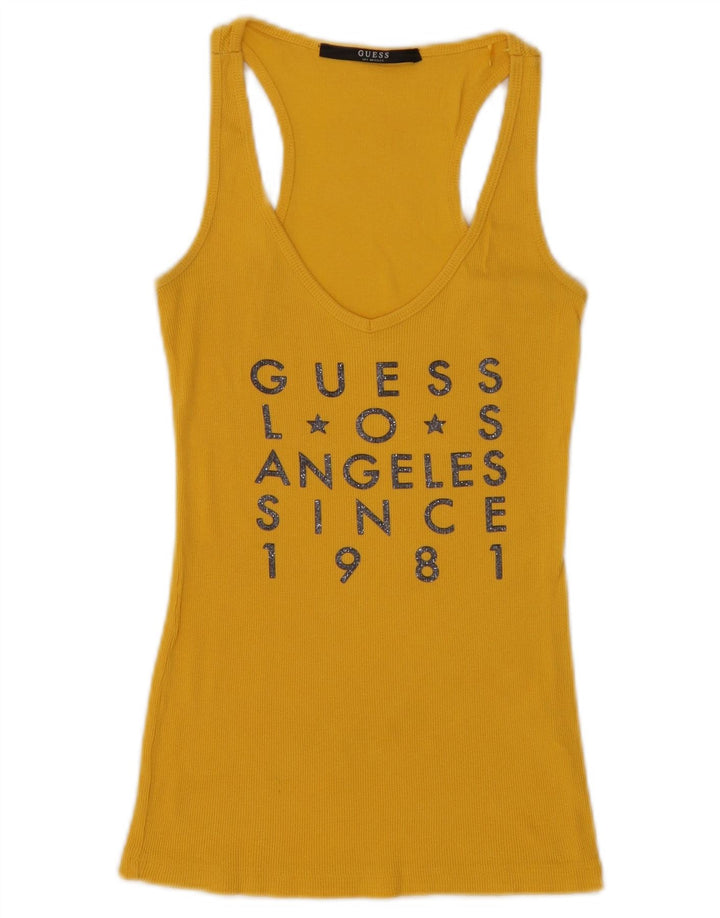 Guess Top Vestă Graphică pentru Femei UK 8 Mic Galben