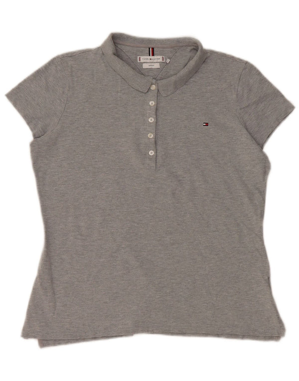 TOMMY HILFIGER Tricou polo slim pentru femei UK 20 2XL bumbac cu pete gri