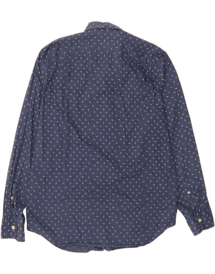 J. CREW Mens Tailored Fit Shirt Medium Navy Blue Spotted Cotton Vintage J. Crew and Second-Hand J. Crew from Messina Hembry 