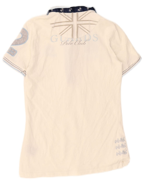 Tricou polo grafic pentru femei La Martina US 1 XS, alb, bloc de culoare