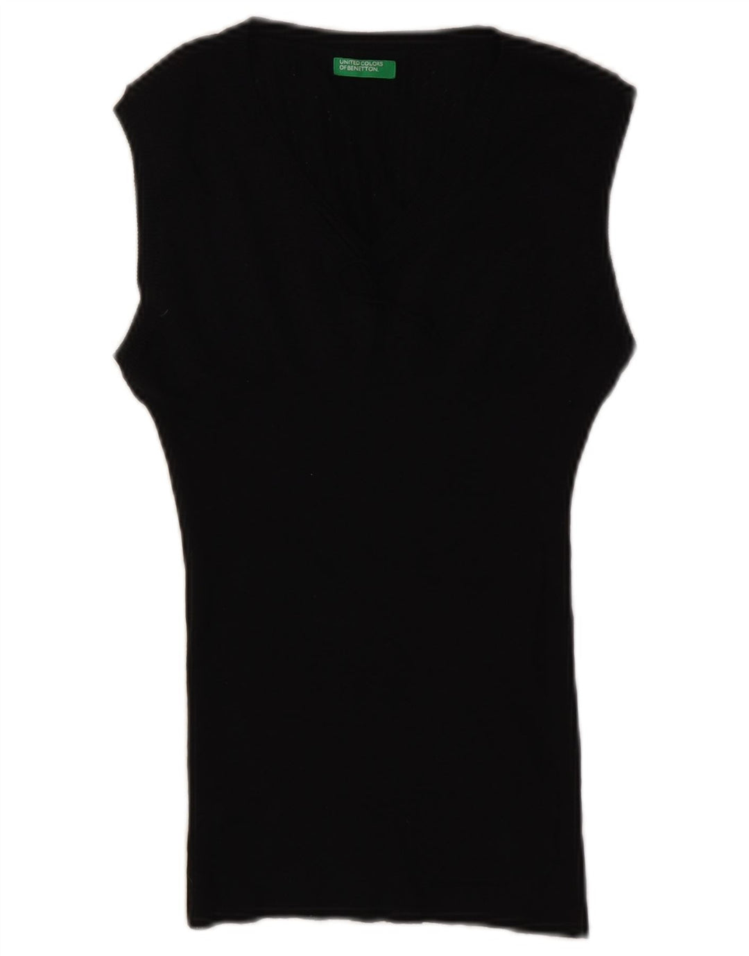 Benetton Womens Vest Tank Top UK 14 Lână mare neagră
