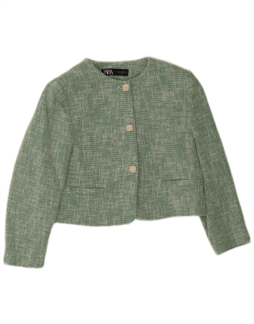 Jachetă Blazer pentru femei Zara cu 3 nasturi UK 14 Acetat verde mediu