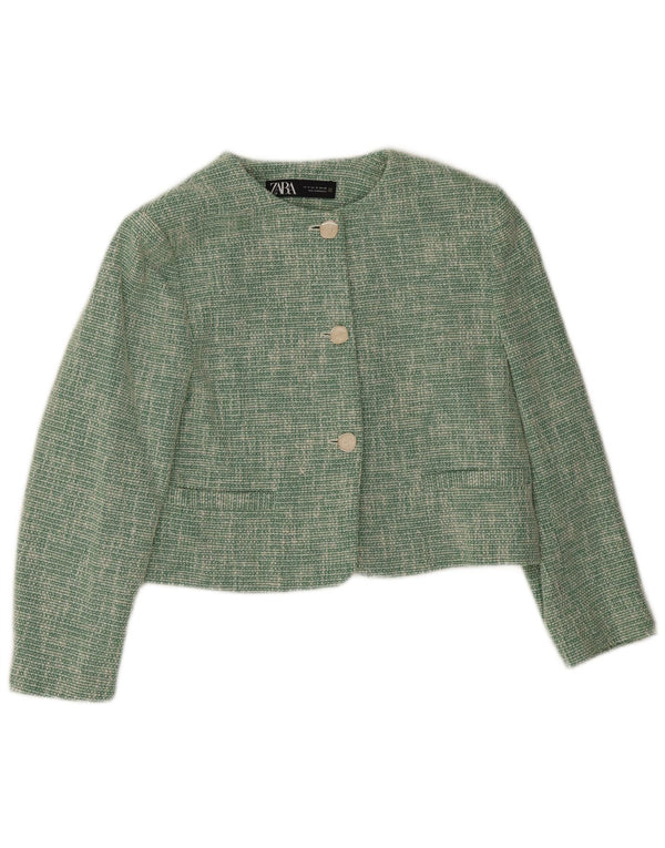 Jachetă Blazer pentru femei Zara cu 3 nasturi UK 14 Acetat verde mediu