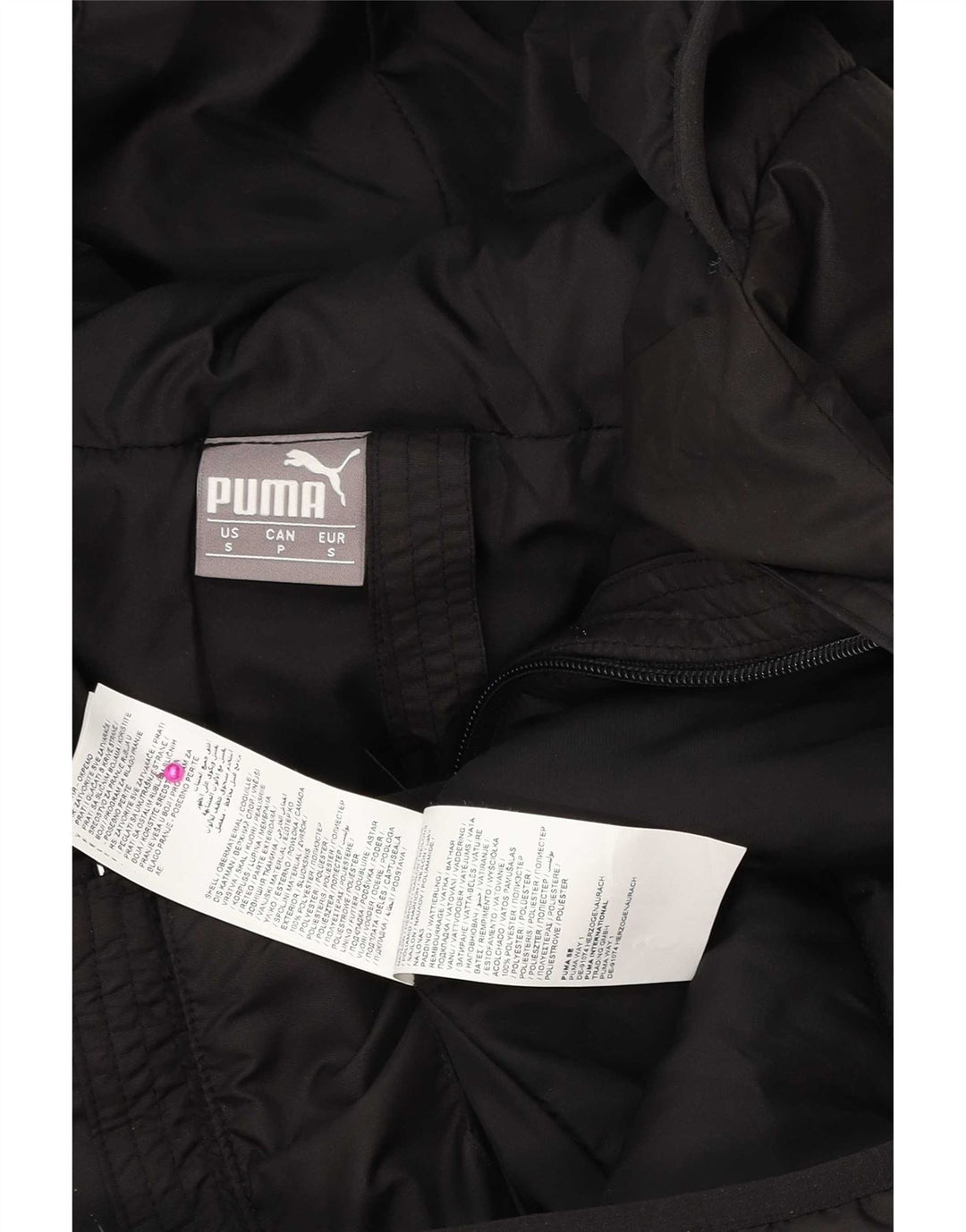 Jachetă căptușită cu glugă grafică Puma pentru bărbați UK 36 Poliester negru mic
