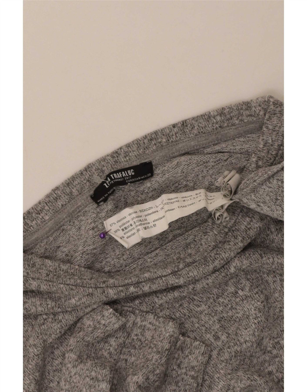 Top supradimensionat pentru femei Zara Trafaluc cu mâneci 3/4 UK 14 Medium Gri Pete