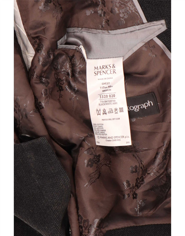 Jachetă pentru bărbați Marks & Spencer Autograph cu 2 nasturi, UK 46 XL, bumbac gri
