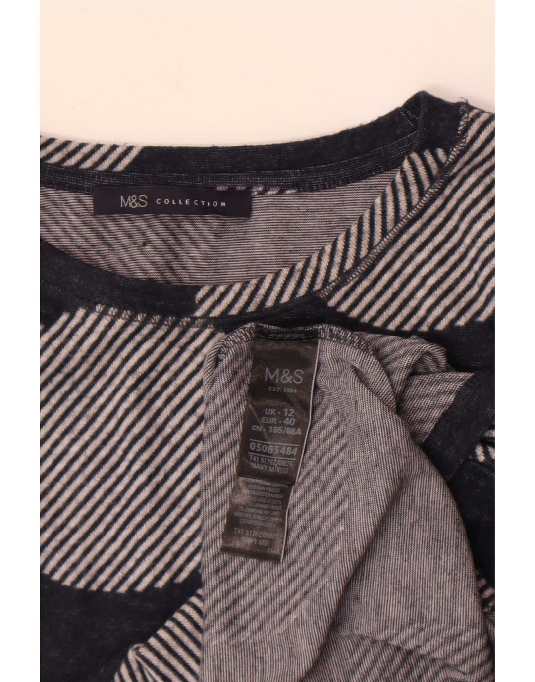 Marks & Spencer Top pentru femei cu mâneci 3/4 UK 12 Medium Bleumarin Geometric