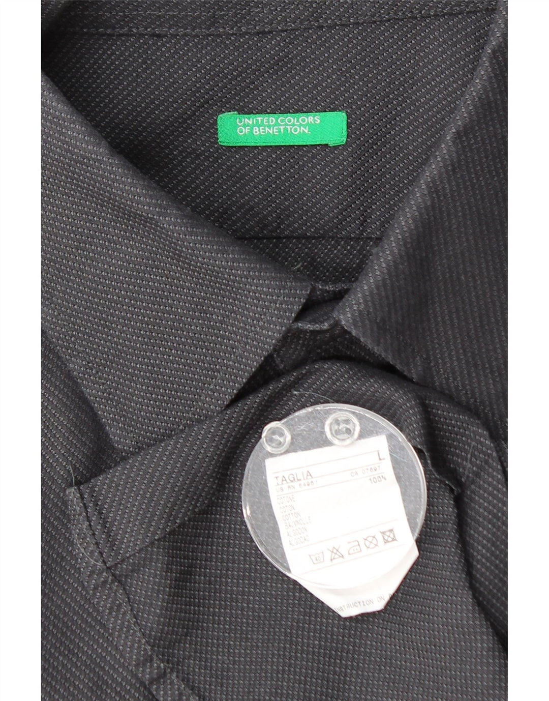 Cămașă pentru bărbați BENETTON, mare, gri bumbac cu pete