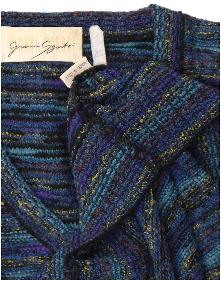 GIANNI SGARBI Pulover cu decolteu în V pentru bărbați IT 52 Lână mare albastru pete