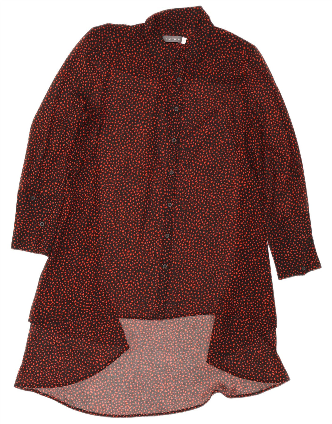 MINT VELVET Rochie cămașă cu mânecă lungă pentru femei UK 12 Medium Black Spotted