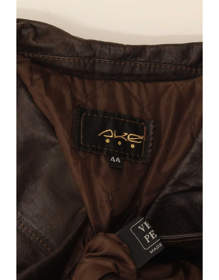 Jachetă vintage din piele cu 1 nasture pentru femei IT 44 maro mediu