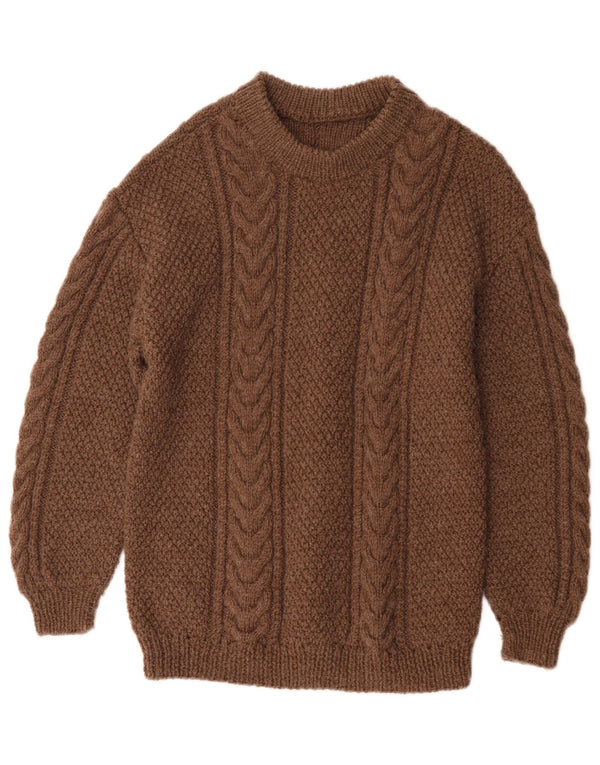 Pulover vintage pentru femei cu decolteu rotund UK 10 mic maro