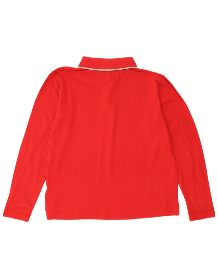 Tricou polo pentru bărbați Lotto cu mânecă lungă, bumbac roșu mediu
