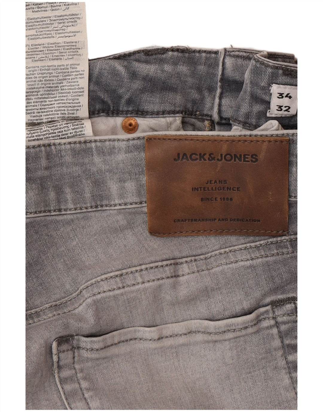 JACK & JONES Blugi slim pentru bărbați W34 L32 bumbac gri