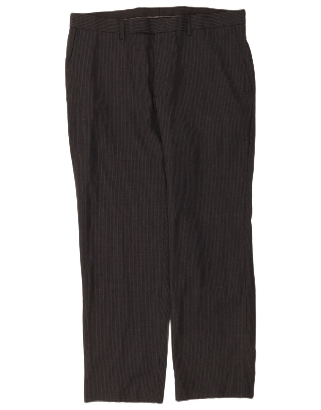 Pantaloni casual pentru bărbați Marks & Spencer, cu tăiere obișnuită, L34 L29 Lână cu dungi gri