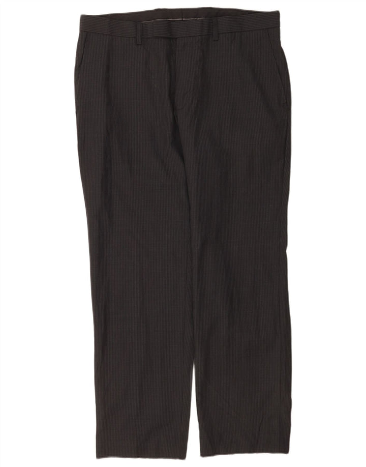 Pantaloni casual pentru bărbați Marks & Spencer, cu tăiere obișnuită, L34 L29 Lână cu dungi gri