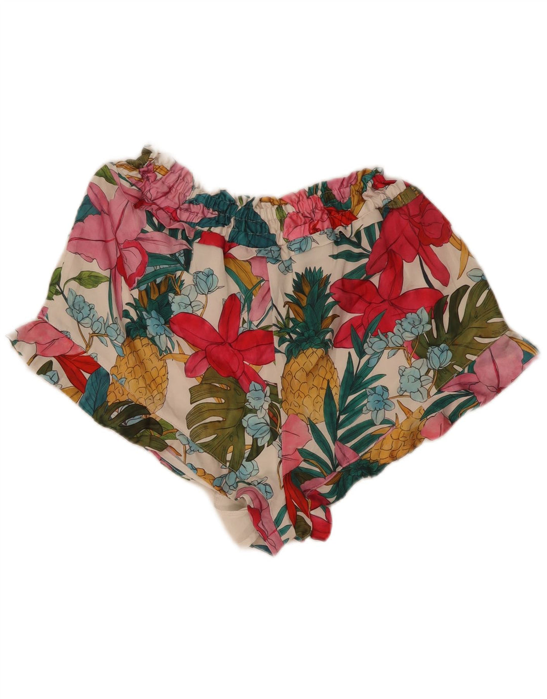 Pantaloni scurți Zara femei mare W32 poliester floral multicolor