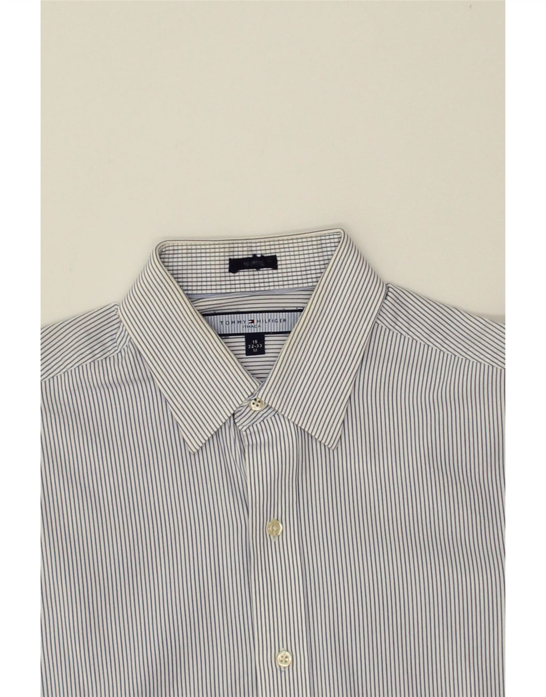 TOMMY HILFIGER Mens Shirt Size 15 Medium Blue Striped Cotton Vintage Tommy Hilfiger and Second-Hand Tommy Hilfiger from Messina Hembry 