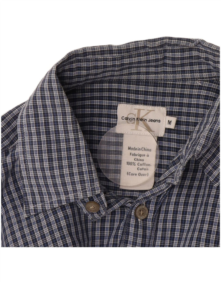 Cămașă pentru bărbați Calvin Klein, bumbac cu carouri albastru mediu
