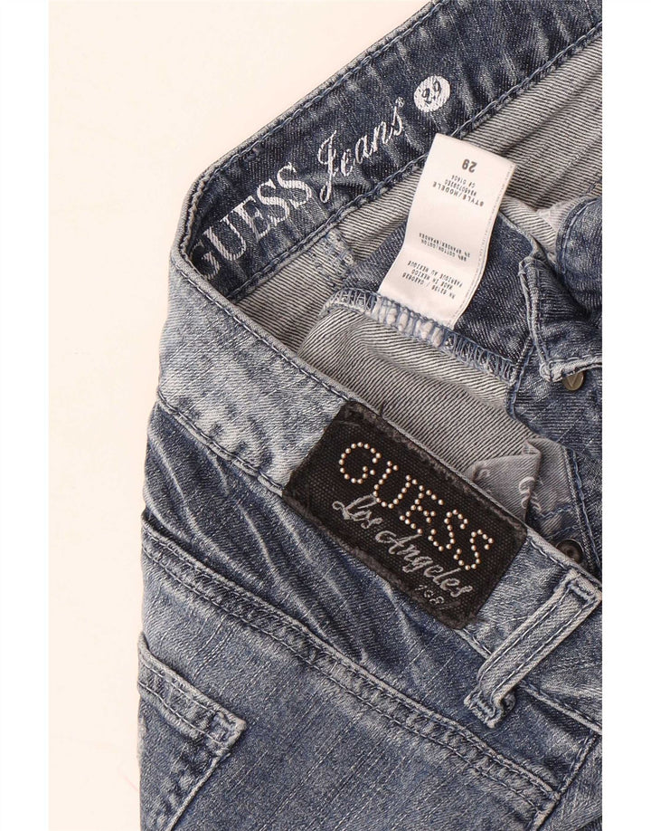 Guess Fusta Mini Denim Distressed W29 Bumbac Albastru Mediu