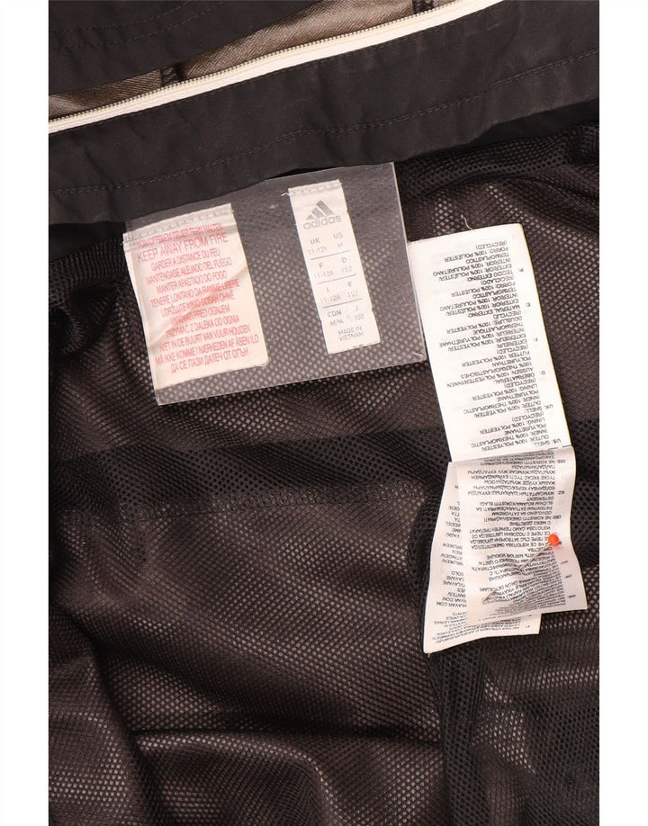 Jachetă de ploaie cu glugă Adidas pentru băieți 11-12 ani, poliester negru