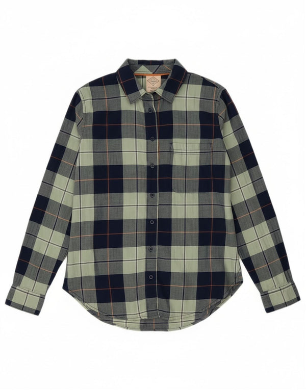 Cămașă clasică de flanel pentru femei St John's Bay UK 6 XS Bumbac cu carouri bleumarin