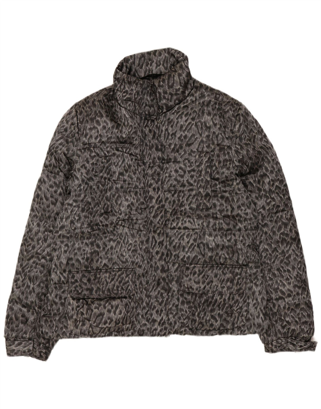 Jachetă căptușită pentru femei Zara UK 18 XL Gri poliester cu imprimeu animal